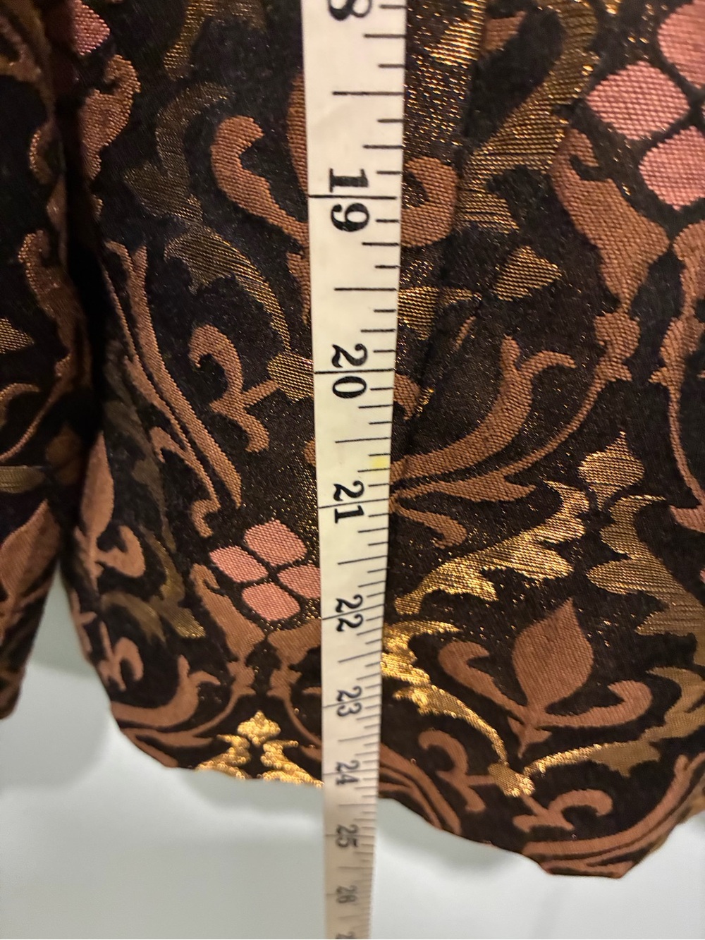 NINE WEST Vintage Floral Brocade Jacket with Faux Fur Collar Brown/Gold Large - Picture 5 of 7